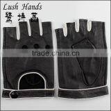 2015 Fashion Short Fingerless Black Leather Driving Gloves With Knuckles Holes thumbnail-1