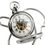 ESS Silver Skeleton Mechanical Pocket Watch Antique Necklace Watch WP136