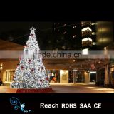 Giant Outdoor LED Lighted Christmas Trees white lights Artificial Tree with christmas balls ornaments commerical display