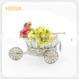 Silver Iron Race Track Wheelbarrow Shaped Planter Holder thumbnail-4