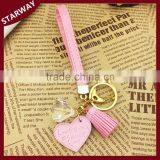 Promotion Fashion charms keyring leather tassel keychain/