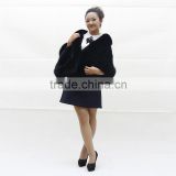 Winter Noble Knitted Black Mink Fur Stole Handmade Women Fur Shawl