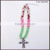 Jinhua Wholesale Latest Style Luxury Agate Cross Pendant Beaded Necklace For Ladies thumbnail-3