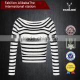 2015 New Spring Horizontal Collar Striped Bottoming Sweaters Female New Design Sweaters