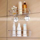Wall Mounted Metal Bathroom Shelf Double Corner Baskets With Suction Cup thumbnail-1