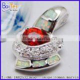 Custom Lab Created Blue Fire Opal Boulder Opal Pendant Necklace Pendant thumbnail-2