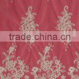 Embroidered Light Ivory Corded Design Wedding Lace Fabric Guangzhou Manufacture