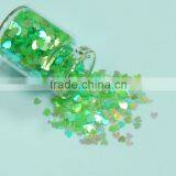 3mmGreen Rainbow Color Heart Sharp Glitters