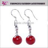 New Fashion Red Coral Earrings With Zircon thumbnail-1
