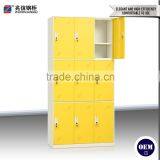 Popular Colorful Steel Locker 9 Door Yellow Key Lock Wardrobe Cabinet Steel Locker Furniture for Clothing Store thumbnail-6