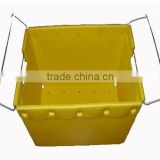 Yellow corrugated plastic tote bins with handle