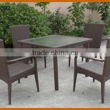 Small Size Dining Set 4 Chairs With Table Rattan thumbnail-1