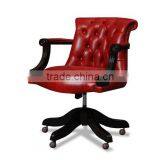 Directors Style Leather Swivel Desk Chair thumbnail-1