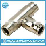 E0394 High Pressure Push-in Tee Connector Brass With Nickel Plated for Connecting Nylon Tubing and Stainless Steel Tubing