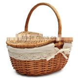 Hot sale multifunctional empty wicker oval basket for picnic