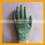 Polyester Printing Transparent Nitrile Palm Coated Garden Working Gloves thumbnail-3