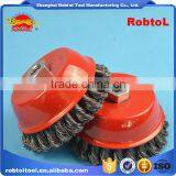 5" Steel Wire Cup Brush Wheel Twist Knot Crimped Bowl Disc Abrasive M14 Round Grinding Cheaning Brush thumbnail-6
