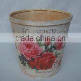 Beautiful Decal Wooden Flower Pot Garden Wood Pot With Plastic Liner thumbnail-1