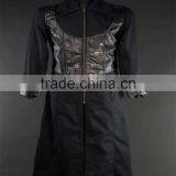 DRACULA BLACK LEATHER MEN COAT/CAPTAIN COAT/GENTLEMAN'S TAILCOAT