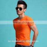 Cheap Plain Printing Pure Color Cotton Men V-neck T-shirt Wholesale China thumbnail-2