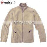 Custom Oem Creamy White Plain Zipper-up Warm Windproof Polar Fleece Men's Coat thumbnail-1