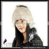 CX-C-08C Custom Beanie Hat With Fur Pom Pom,Knitted Hat With Pom Pom, Mink Fur Knitted Cap thumbnail-6