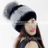 CX-C-02F Lovely Custom Beanie Hat Fashion Handmade Rex Rabbit Fur Hat thumbnail-4