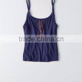 MGOO New Pattern Scoop Neck Tight Sling Crop Top Drop Armhole Sexy Zipper Front Tank Top Women thumbnail-3