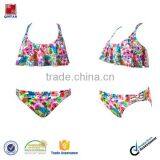 Flora Print Swimsuits,strappy Back Flounce Top With Cheeky Bottom