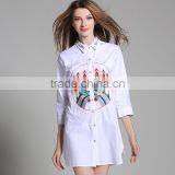 Zm50276b Europe Autumn Lady Clothing Fashion Lapel Pure Color Tops Blouse Women thumbnail-2