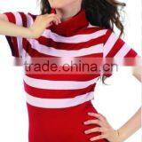 Hot Red and White Stripes Seamless Lady T-shirts thumbnail-1
