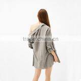 Career Ladies Medium Length Loose Fit Solid Linen Spring Blazers Womens thumbnail-2