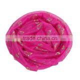 Imitation Silk Scarves & Wraps Rectangle Golden Fuchsia Butterfly China Scarf thumbnail-3