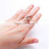 Open Rings Silver Tone Rhombus Rectangle Clear Rhinestone thumbnail-3