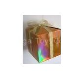 OEM Commercial Christmas Decorations-Golden Gift Box with Yellow Strip for Children