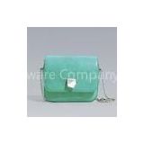 Green Small Italian Leather Handbags , Chain Strap Crossbody Bag