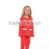 Wholesale Kids Pajamas Sleepwear Red Ruffle Pants Set Girls Cotton Sleepwear Pajamas thumbnail-2