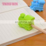 Yiwu High quality schoo office stationery item cheap promotion professional mini train shaped plastic pencil knife sharpener