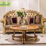 OE-FASHION 3 Seater Golden Wooden Genuine Leather Recliner Chesterfield Sofa thumbnail-1