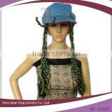 Blue Fashion Braid Hats With Hair Attached thumbnail-1