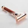 Best Selling Rose Gold Chrome Durable Reusable Eo-friendly Metal Razor Double Edge Natural Wood Handle Shaving Safety Razor thumbnail-4