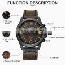 CURREN Mens Watches Top Luxury Brand Waterproof Sport Wrist Watch Chronograph Quartz Military Genuine Leather Relogio Masculino thumbnail-5