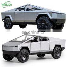 1:24 for Tesla Cybertruck Zinc Alloy Diecast Truck Pickup Model Electronic Mini Vehicle Toys With Lights And Music For Kids Gift