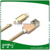 Wholesale OEM Brand Colorful Aluminum Metal Shell Connectors Tip 3FT Nylon Braided Wire Fabric Micro USB Cable thumbnail-2