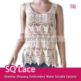 Summer hot embroidery water soluble lace/cotton lace vest for sexy girls