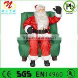 Inflatable Animated Santa Claus Sitting on Chair for Christmas Decorations