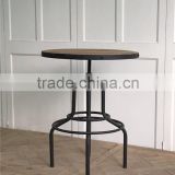vintage industrial style bar table with wood top