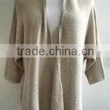 Ladies polyester Flat knitted mock poncho knitted cardigan, sweater