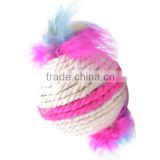 Pet Products Pet Toys Colorful Interesting sisal Ball Pet Dog Toyswith Feather