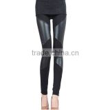 Women's Stitching Stretchy Faux Leather Black Pant Leggings